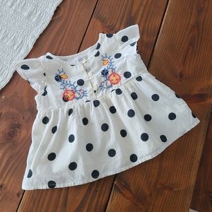Gap Polka Dot Floral Embroidered Blouse - 2T